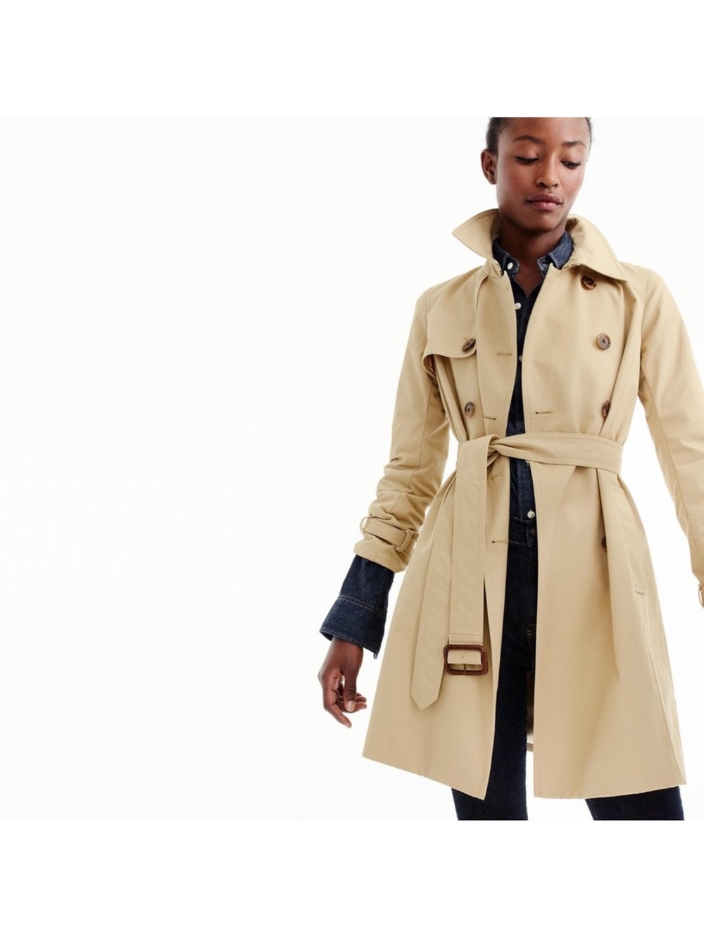 J crew collection Icon Trench Coat khaki size 2 XS S quiet luxury minimalist